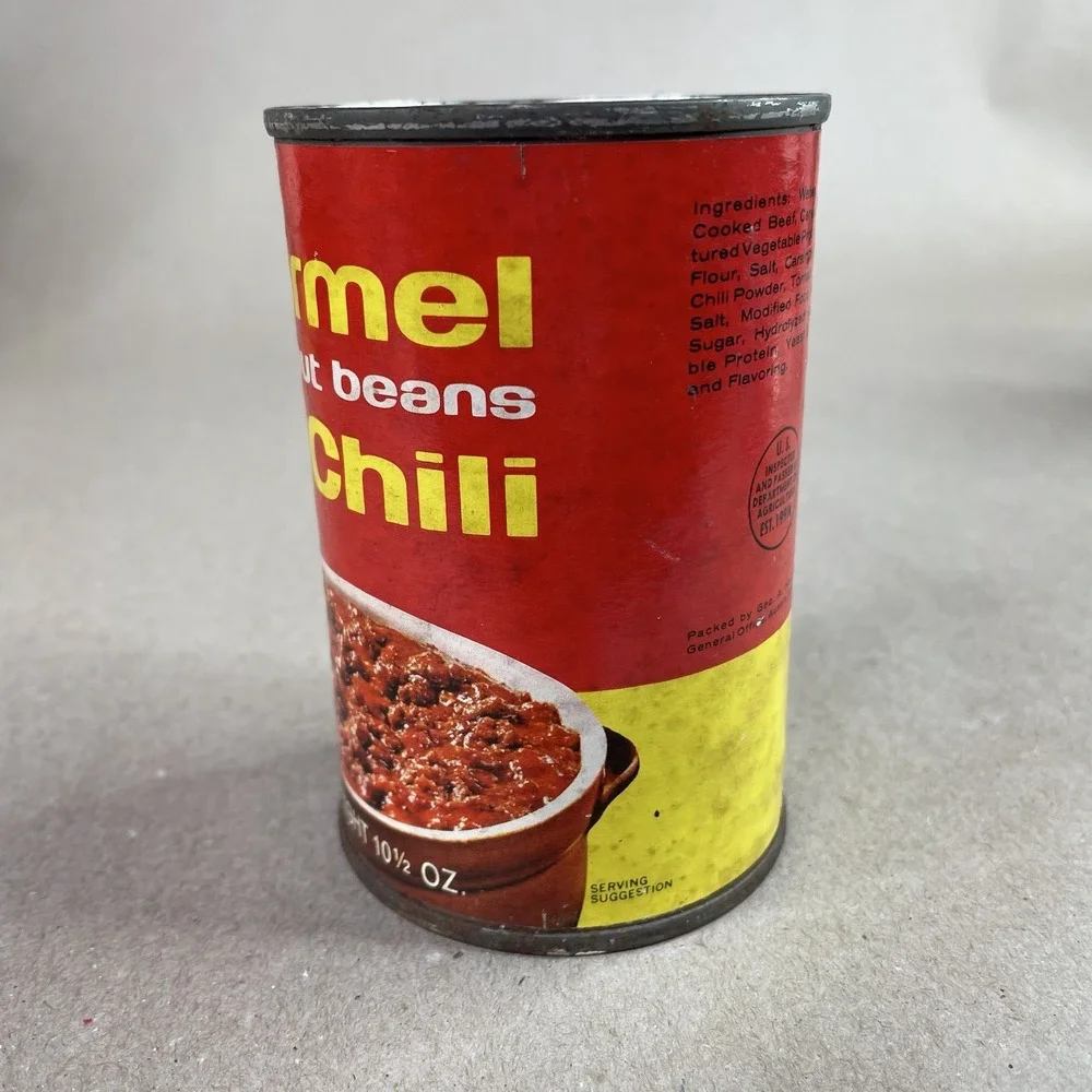 Vtg Paper Label Hormel Chili Without Beans 10 1/2 oz‎ Tin Can Advertising Minn